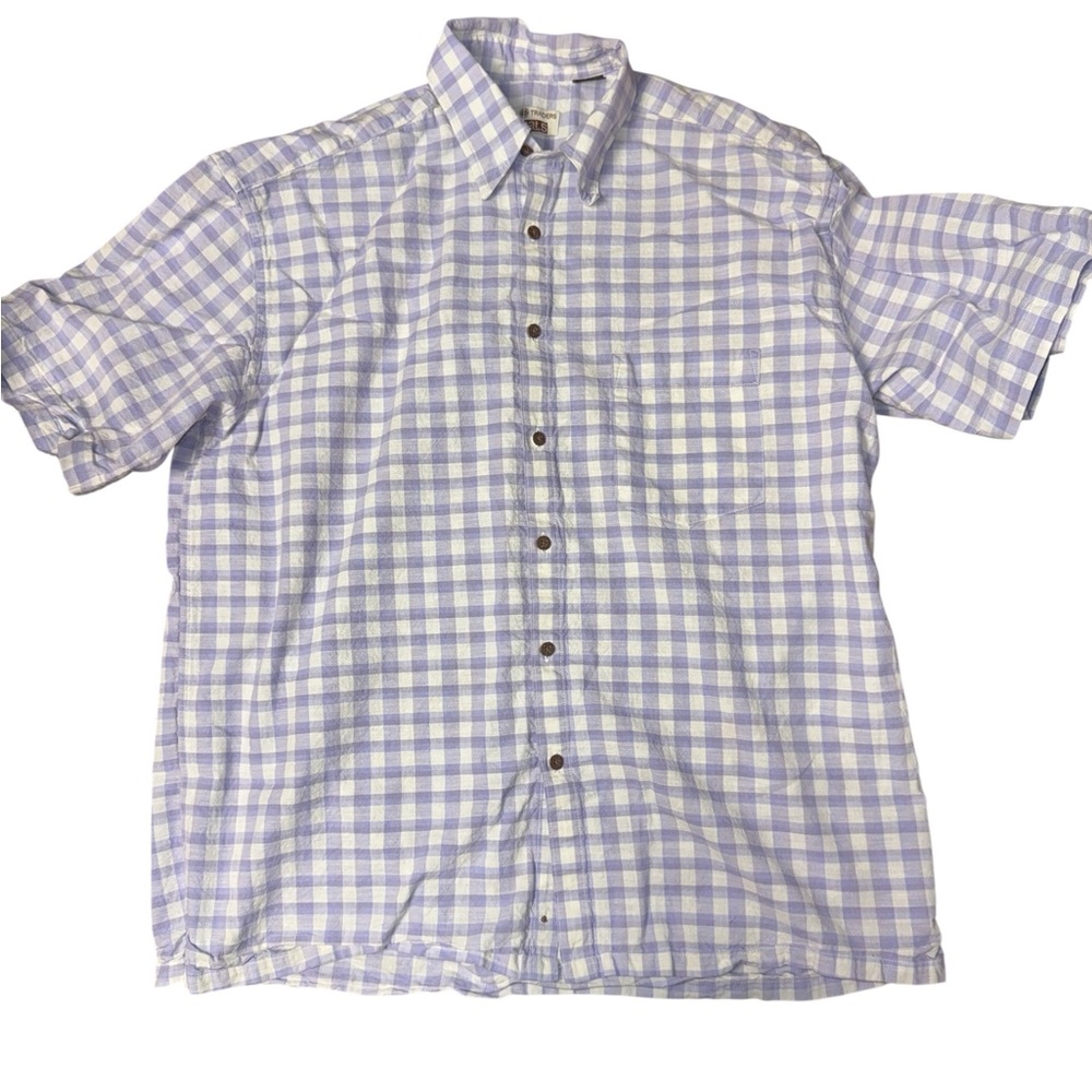 Casual Purple and White Plaid Button-Down Shirt